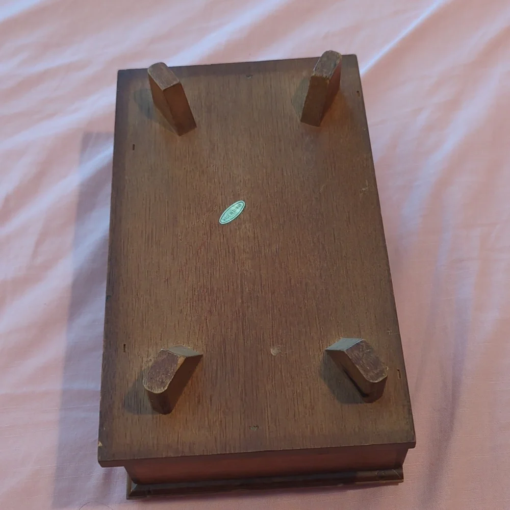 Vintage S. Sper Bijou Wooden Jewelry Box with Family Crest